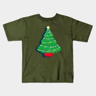 Traditional Christmas Tree with Twinkle Lights Kids T-Shirt